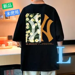 メンズ ロゴ フラワー 花柄 Tシャツ ビッグシルエット ブラック