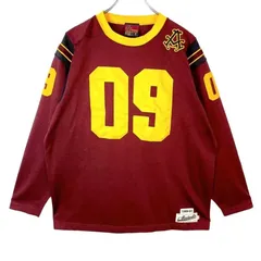 Akademiks Stadium divisionゲームシャツレプリカユニフォームフートボールシャツナンバリング長袖Tシャツ刺繍ワッペン臙脂バーガンディ黄色イエローゆるダボルーズシルエットオーバーサイズアメカジストリートブロークコアvintage50502