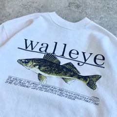 90s Hanes walleye Black Bass Printed Sweatshirt  ヘインズ ウォールアイ ブラックバス フィッシング プリントスウェット