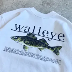 90s Hanes walleye Black Bass Printed Sweatshirt  ヘインズ ウォールアイ ブラックバス フィッシング プリントスウェット