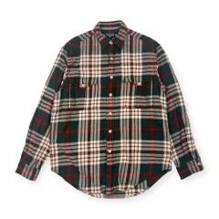 90s POLO JEANS CO. RALPH LAUREN ラルフローレン チェック ダブルポケット 長袖 ネルシャツ M/グリーン×レッド系 メンズ ビンテージ