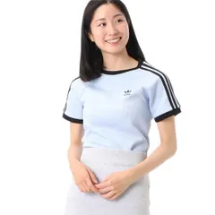 [アディダス オリジナルス] 【adidas Originals】 スリーストライプス スリム半袖Tシャツ 70ブルー J/XL 