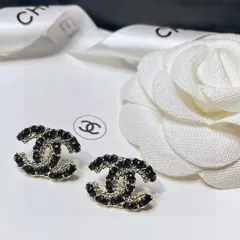 【今日特価】Chanel シャネル スワロフスキー クリスタル レザーチェーン アイヤリング