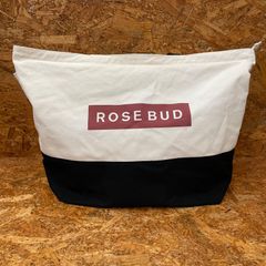 未使用 ROSE BUD ボストン トートバッグ オフホワイト×ブラック ローズバッド キャンバス生地 バイカラー カバン 鞄