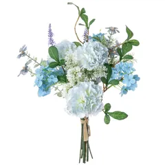 【特価セール】WillingYou 造花 部屋 インテリア ブーケ 花束 ドライフラワー 風 ウエディング パーティー ニ次会 写真の撮影 母の日ギフト 自然に近い感じ 大きい 青 白 緑 水色 薄紫の柔らかい色 カーネンション 紫陽花 ラベンダー 1束入 ブ