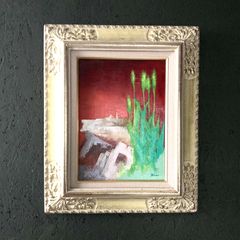 インテリア モダンアート 麦越しの風景 絵画 油絵 原画 モダン