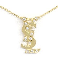 【栄】イヴサンローラン K18YG ダイヤモンド YSL ロゴ ネックレス ペンダント 750YG【仕上済】