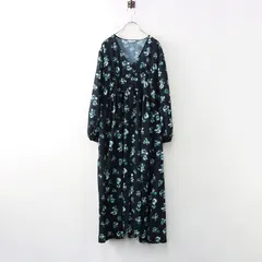美品 2022 ジャーナルスタンダード レリューム JOURNAL STANDARD relume フラワーシアサッカーVネックロングワンピース F【2400014270648】