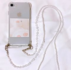 【Snow】ビーズ スマホチェーン / スマホストラップ / スマホショルダー