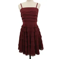 グレースコンチネンタル GRACE CONTINENTAL ワンピース キャミワンピ フレア ミニ 切替 ティアード フリル シルク 無地 ノースリーブ 36 赤 レッド