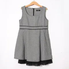 コムサイズム ノースリーブワンピース 千鳥格子柄 フォーマル 卒入園式 キッズ 女の子用 130Aサイズ ブラック COMME CA ISM 【中古】