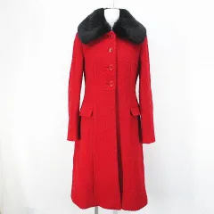 ケイトスペード KATE SPADE ロングコート ツイードコート 2 レッド 赤 ファー 裏地 ボタン 2Pのサムネイル