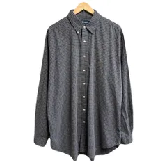 Ralph Lauren ラルフローレン CLASSIC FIT ボタンダウンシャツ コットンシャツ チェック柄 長袖シャツ ワンポイントロゴ 刺繍 紺×白×茶 サイズXLT No.U982