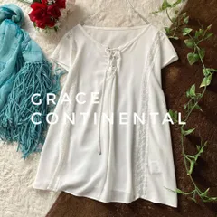グレースコンチネンタル　ダイアグラム　ジョーゼットカフタントップ　レース　白 36サイズ GRACE CONTINENTAL グレースコンチネンタル Diagram