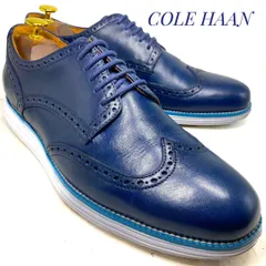 【ほぼ未使用】COLE HAAN コールハーン ゼログランド ウィングチップ 紺 ネイビー 27.5cm　革靴 カジュアル 本革 本皮 メンズ