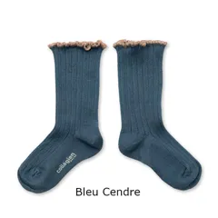 【新品・未使用】collegien(コレジアン) Delphine 【Bleu Cendre】Lettuce Trim Ribbed Socks レタストリムリブソックス 靴下【2965】