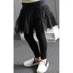☆ ブラック ☆ 130cm ☆ リラスカッツ スカート キッズ 女の子 スカートパンツ 10001142 スカッツ レギンス付きスカート チュールスカート チュチュスカート ふんわり キラキラ フォーマル パーティー かわいい オシャレ 可愛い ボトムス