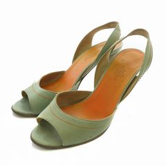 エルメス HERMES サンダル レザー オープントゥ ハイヒール