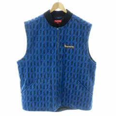 シュプリーム SUPREME 18AW ゴンズショップベスト Gonz shop panther vest ベスト 中綿 総柄  刺繍ロゴ フルジップ XL 青 ブルー /MP ■GY18