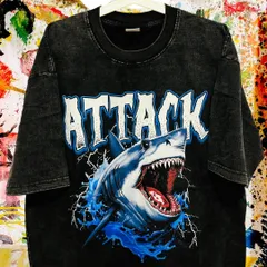 シャークアタック ケミカルウォッシュ リプリント Tシャツ 半袖 メンズ 新品 鮫 サメ ティーシャツ ジョーズ 肉食 筋トレ トレートレーニングウェア 夏 オーバーーサイズ
