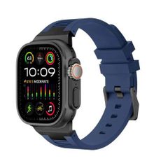 アップルウォッチバンド（Apple Watchバンド）プレミアムリキッドシリコンバンド【ブラックブルー】42mm/44mm/45mm/46mm/49mm対応 [BELTIES]