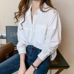 白ブラウス レディースロングシャツ 春  襟付き シャツブラウス Vネック 長袖  オフィスカジュアル 韓国風 フォーマル 通勤OL(メール便送料無料)