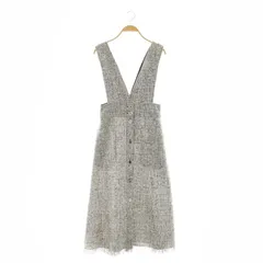 ザラ ZARA ツイード ジャンスカ ワンピース マキシ ロング XS 白 ホワイト 黒 ブラック /AT ■OS