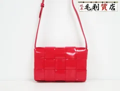 ボッテガヴェネタ BOTTEGA VENETA マキシイントレチャート カセット レッド系 ショルダーバッグ 578004 美品 バッグ