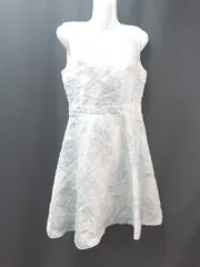 ◇ JILL STUART バックジップ 裏地 Uネック 刺<!-利用不可文字-!> 花柄 ノースリーブ 膝丈 ワンピース サイズ4 ブルー レディース E  【1310130001518】