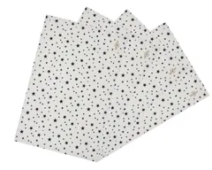【新着商品】(L 丸洗いOK 単層 布 給食ナフキン 雰囲気アップ 4枚 60x40cm 大きい 麻 ホワイト/星) 綿 ランチョンマット wellhouse
