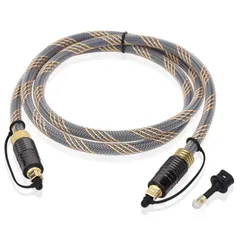 【LCYOUTH】光デジタルケーブル SPDIF Toslink トスリンク デジタルオーディオ オプティカルケーブル 24k金メッキ 高耐久 PS4/Xbox/サウンドバー/TVスピーカーなどに 光角型変換1個付 (銅, 2M)