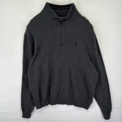 古着 ポロ・ラルフローレン POLO RALPH LAUREN ニット セーター ワンポイントロゴ刺繍 ハーフジップ 3XB  グレー メンズ