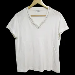 BRUNELLO CUCINELLI ブルネロクチネリ モニーレ Vネック 半袖 Tシャツ Mサイズ ホワイト レディース 古着 中古 USED BRUNELLO CUCINELLI ブルネロクチネリ モニーレ Vネック 半袖 Tシャツ