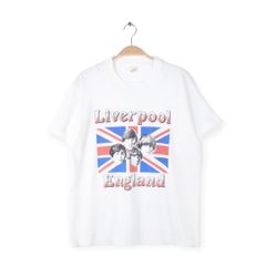 80s ビートルズ USA製 ヴィンテージTシャツ LIVERPOOL ENGLAND ロックTシャツ バンドTシャツ BEATLES サイズL 古着 @AAA1419