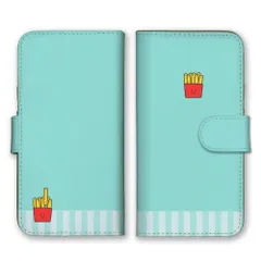 iPhone 12 iPhone12Pro ケース 手帳型 アイフォン12 スマホケース 携帯ケース ファストフード ハンバーガー ポテト ナゲット イラスト ゆるい ストライプ パステルカラー ピンク カラー02