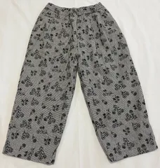 SM2 サマンサモスモス  ギンガムチェック　花刺繍　パンツ　F  フリーサイズ　黒　ブラック　イージーパンツ