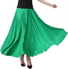 BEYANE 社交ダンス 練習着 スカート レディース ロング ミディアム ラテン シンプル 長袖 子ども ティーチャー 女性 定番 プロ ドレスタカ 兼用 コーラス 合唱 衣装 レッスン着 ステージ 演奏会(グリーン,  Free Size)