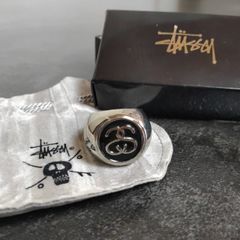 【OLD STUSSY】オールド ステューシー SS LINK RING SSリンク 指輪 リング 太め 親指 SMサイズ 正規品 付属品付き B系 ストリート HIPHOP