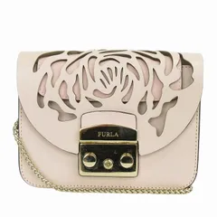 フルラ FURLA 美品 90周年 限定モデル メトロポリス ショルダーバッグ フラップ チェーン レザー 斜め掛け ピンク 鞄