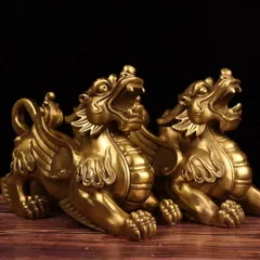 貔貅 置物 ヒキュウ 置物 オブジェ 2ペア 風水グッズ 金 ゴールド 黄金 風水 開運 伝統的 運 金運 健康運 出世運 家庭運 家内安全 インテリア 玄関 リビング 贈り物 魔除け オフィス 幸運 龍 龍の置物