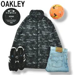 オークリー OAKLEY ウィンド ジャケット 裏地 メッシュ フリース ラグランスリーブ ウィンドブレーカー ジャンパー M 迷彩柄 ブラック スポーツ テック ウェア メンズ