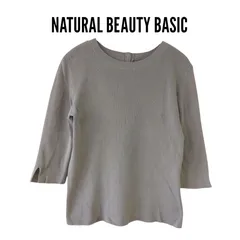 NATURAL BEAUTY BASIC オーガニックコットン バックボタン リブニット 薄手 Ｍ ナチュラルビューティーベーシック