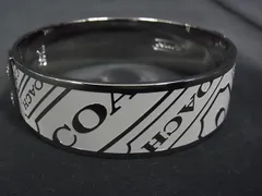 ■新品同様■ COACH コーチ シグネチャー バングル ブレスレット アクセサリー オフホワイト系×シルバー系 DJ8585