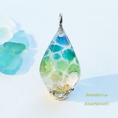 ドロップ海ネックレス(ライトブルー＊ライトグリーン)