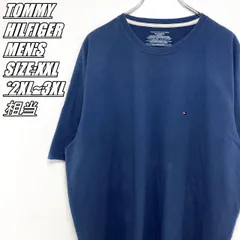【US古着】TOMMY HILFIGER　トミーヒルフィガー　ワンポイント刺繍　Tシャツ　メンズ　サイズ表記XXL　2XL~3XL相当　ネイビー系