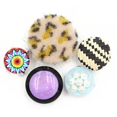 帯留 5個セット 極小サイズ ミニ 紫 赤 青 丸型 三分紐 三分締め アクリル クリア マーブル ヒョウ柄 涼しげ カジュアル 洒落着 No.8-2957