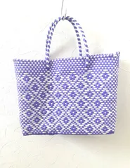 メキシコ製メルカドバッグXSサイズ／パープル×ホワイトロンボ