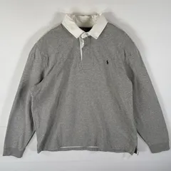古着 90's/90年代 ポロバイラルフローレン Polo by Ralph Lauren 長袖 ラガーシャツ シャツ ワンポイント スウェット XL  ライトグレー メンズ
