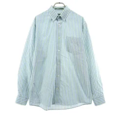 美品 Eddie Bauer エディーバウアー ストライプ柄 長袖 コットンシャツ S ブルー メンズ 古着