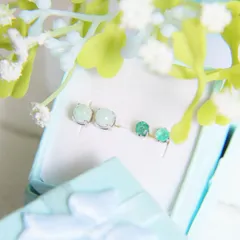 5月の誕生石セット ─ エメラルド & 翡翠の贅沢な2ペアピアス